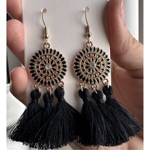 🆕 Boho Black Gold Dangle Earrings